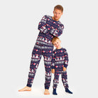 Blue Christmas Pyjama for Children with Snowmen and Hearts and Mens