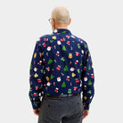 Blue Christmas Shirt with Christmas patterns Mens