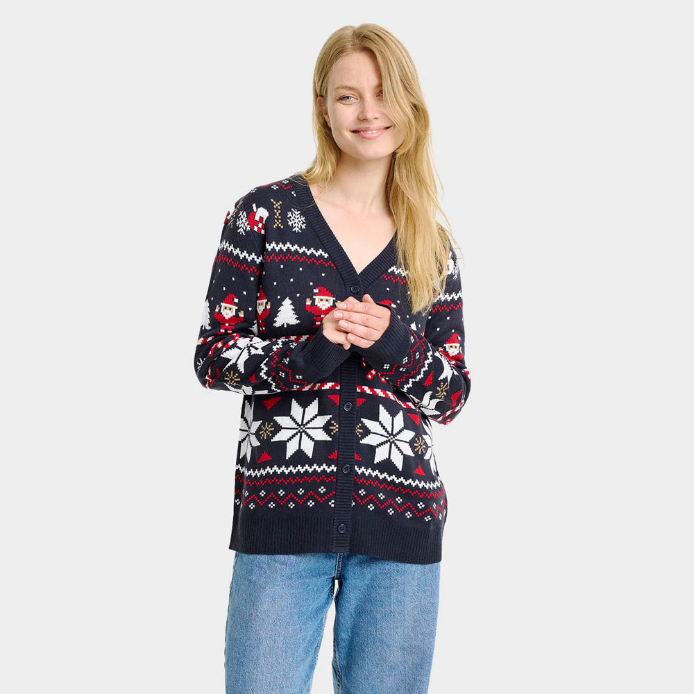 Blue Couples Cardigan Christmas Jumper Womens Polar Stars
