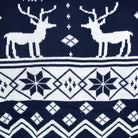 Blue Couple's Christmas Jumper with Reindeers and Nordic Stars detail