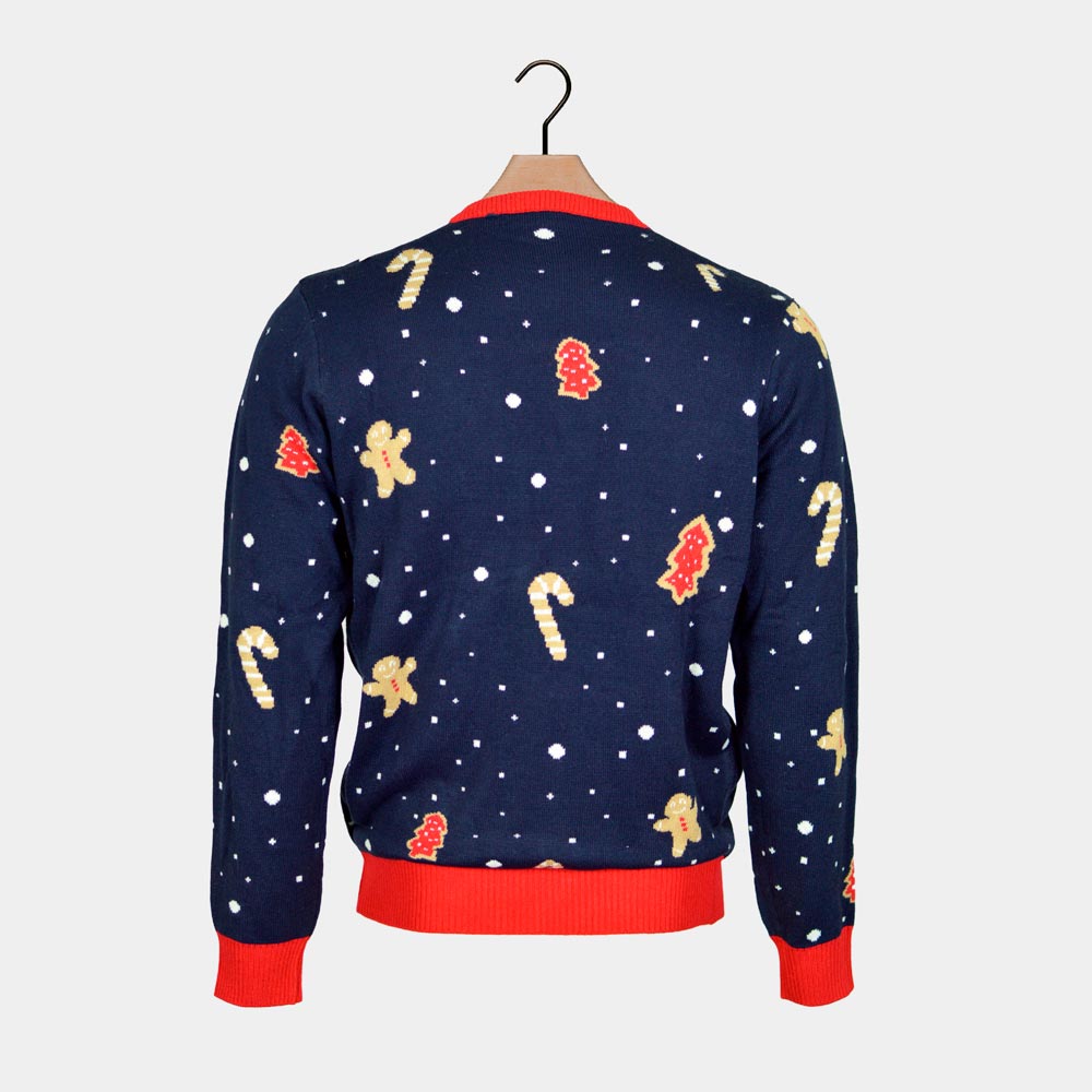 Ginger Cookie Blue LED light-up Men's Christmas jumper