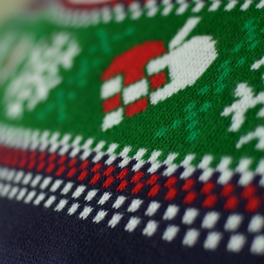 detail Blue LED light-up Couple's Christmas Jumper with Christmas Tree