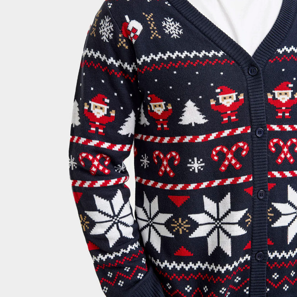 Blue Mens Cardigan Christmas Jumper Polar Stars
