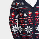 Blue Mens Cardigan Christmas Jumper Polar Stars
