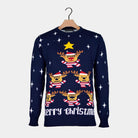 Blue Men's Christmas Jumper with Reindeers, Christmas Tree and Star