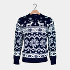 Blue Men's Christmas Jumper with Reindeers and Nordic Stars