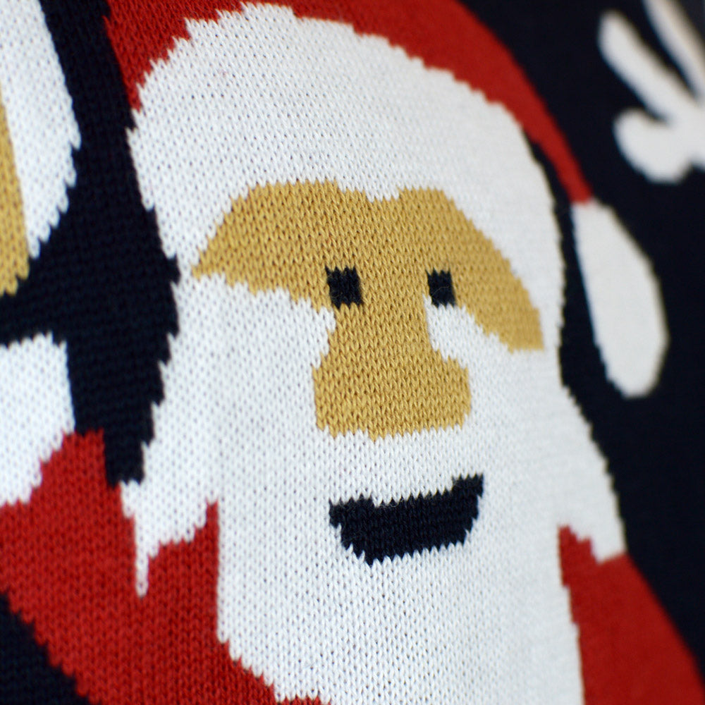 Blue Organic Cotton Couple's Christmas Jumper with Santa and Rudolph detail