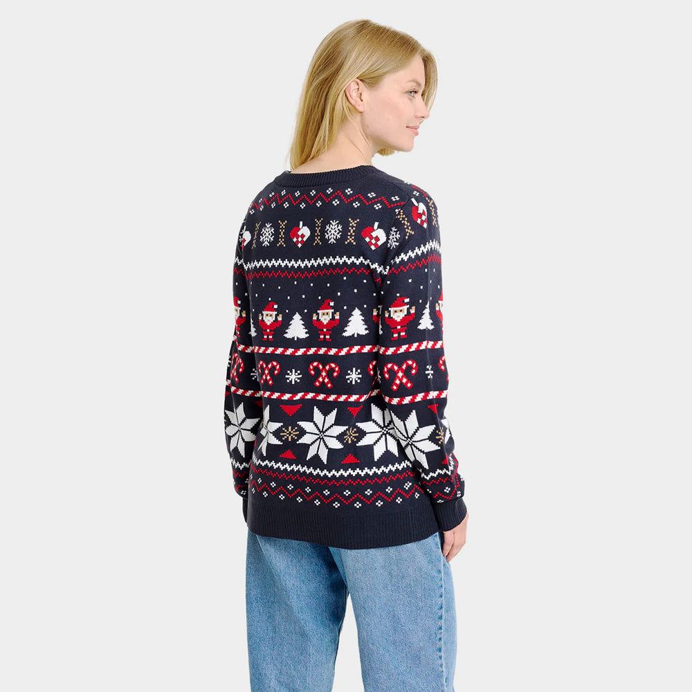 Blue Womens Cardigan Christmas Jumper with Polar Stars
