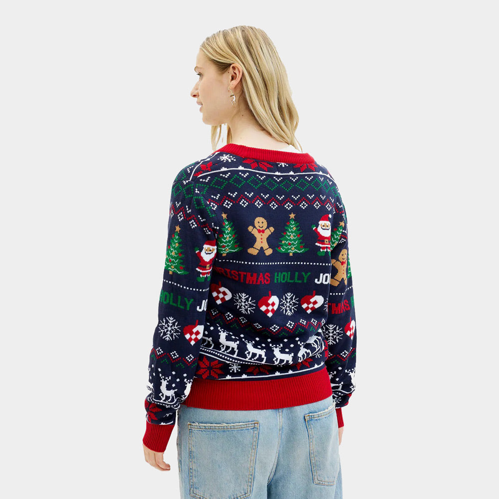 Blue and Red Womens Cardigan Christmas Jumper