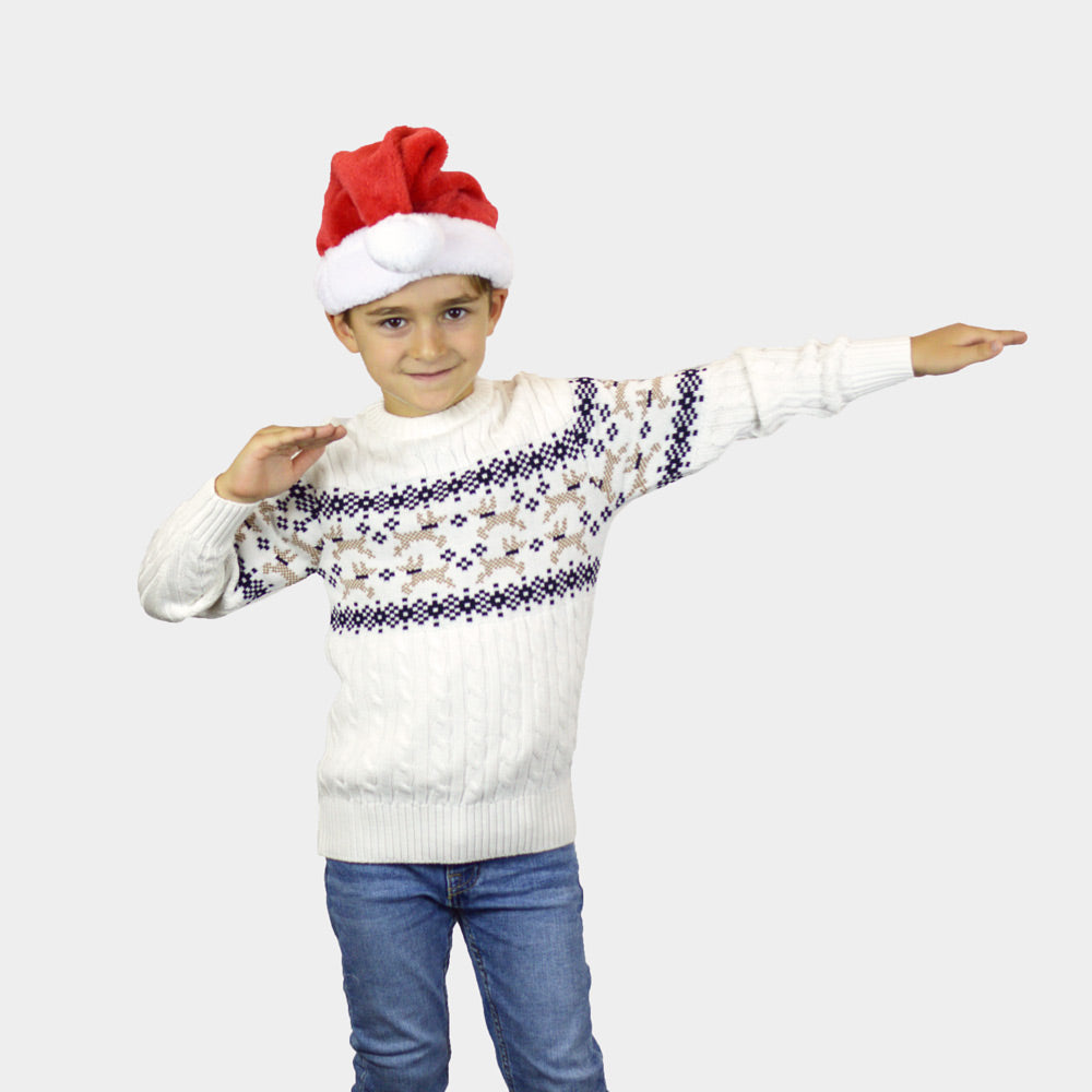 Alaska Classy White Mens Christmas Jumper Children
