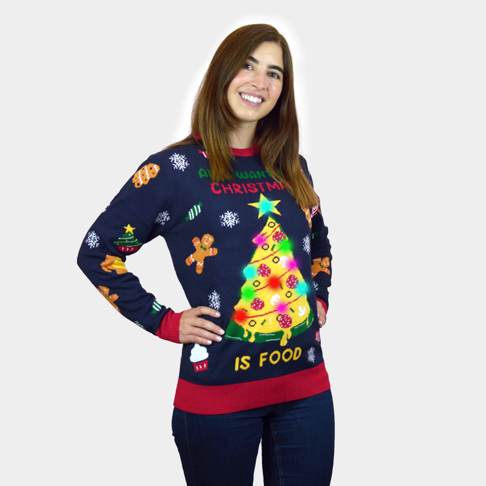Christmas Food LED light-up Mens Christmas Jumper Womens
