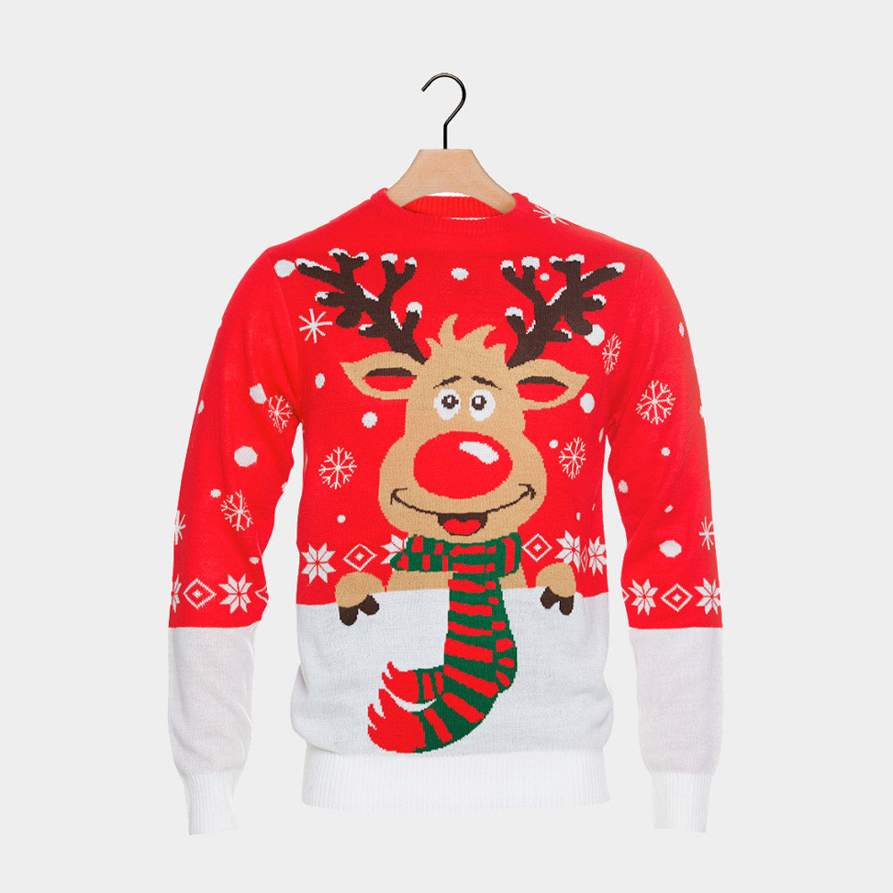 Christmas Jumper with Reindeer with Scarf Men's