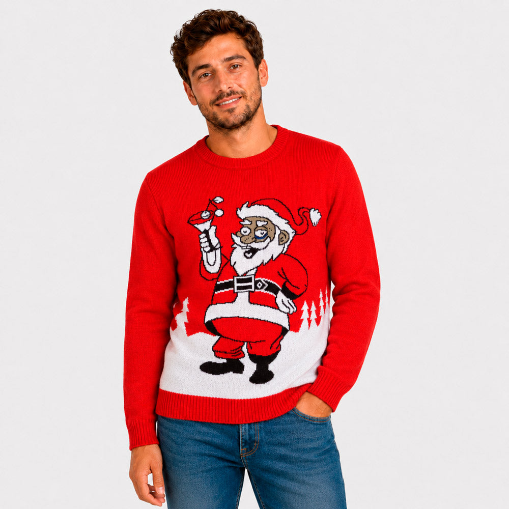 Christmas Jumper with Santa drinking a Martini Men
