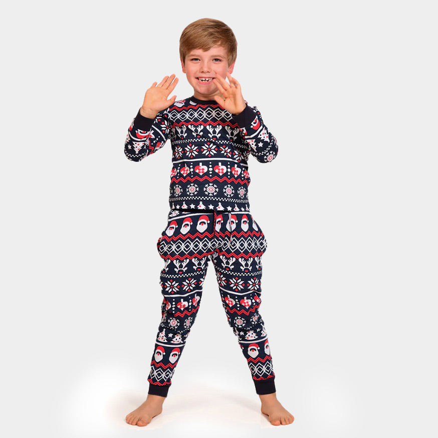 Christmas Pyjama for Children with Santa, Reindeers and Hearts