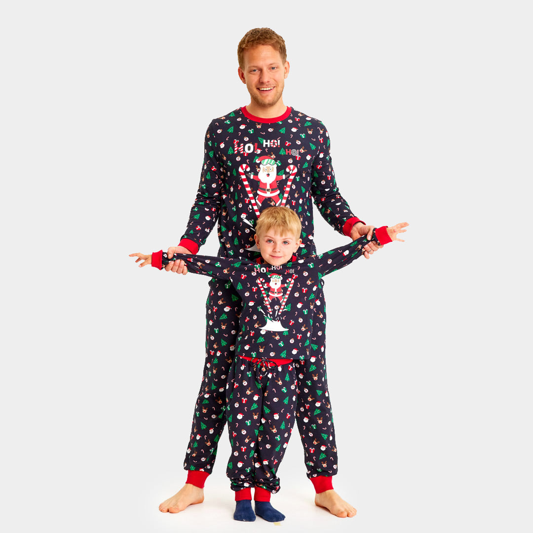 Christmas Pyjama for Children with Skiing Santa and mens