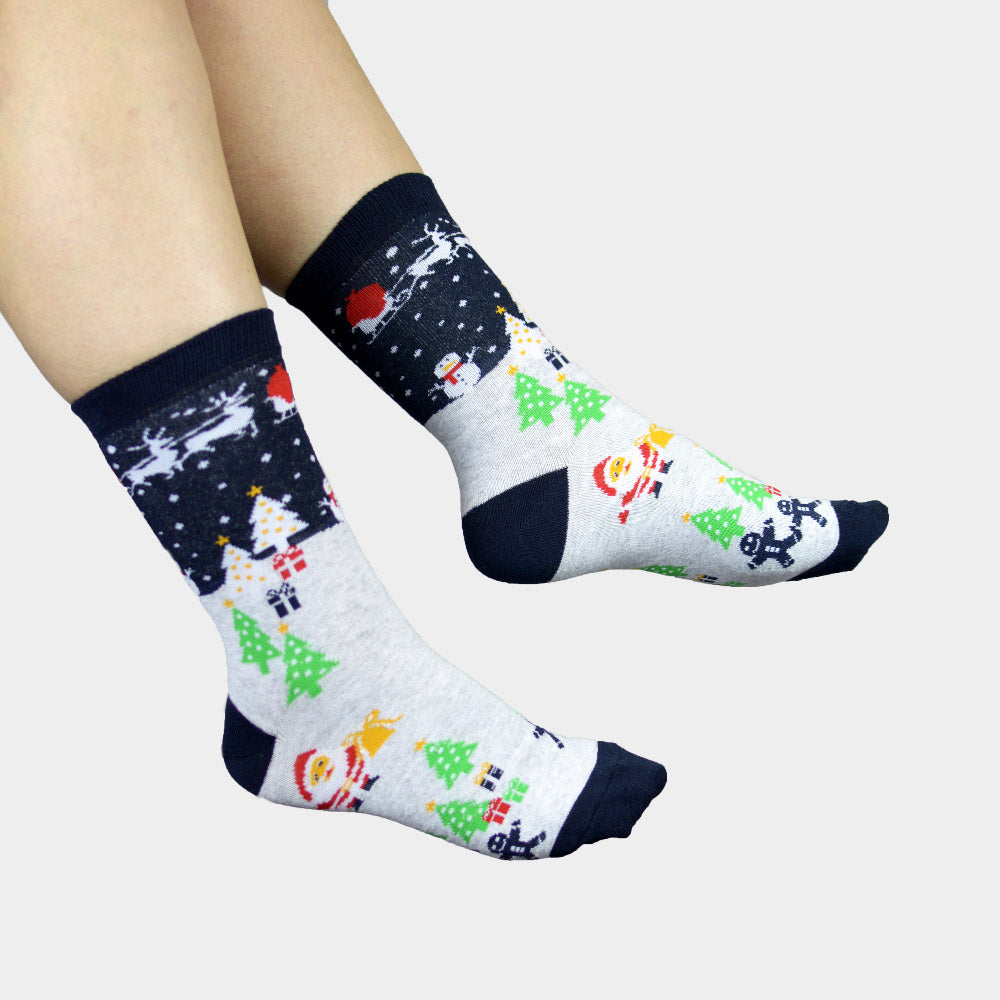 Christmas Socks with Snowman and Christmas Trees