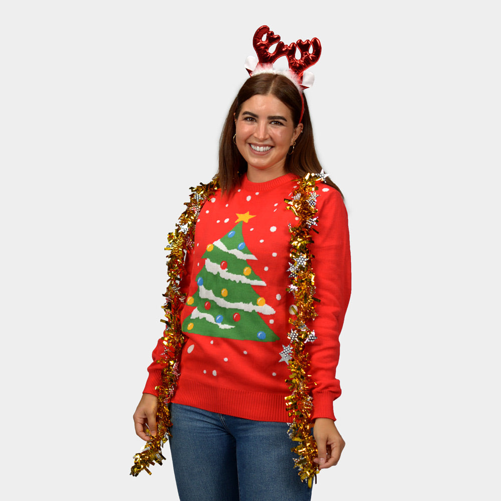 Christmas Tree Womens Couple's Red Christmas Jumper