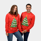 Christmas Tree Couple's Red Christmas Jumper