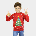 Christmas Tree Children Family Red Christmas Jumper