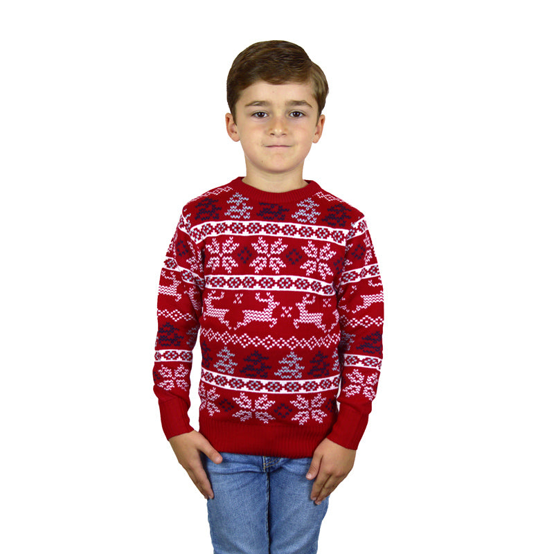 Classic Red Boys Christmas Jumper with Polar Stars