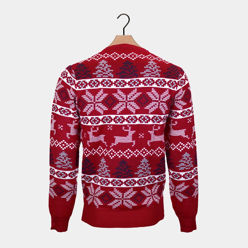 Classic Red Boys and Girls Christmas Jumper with Polar Stars Back