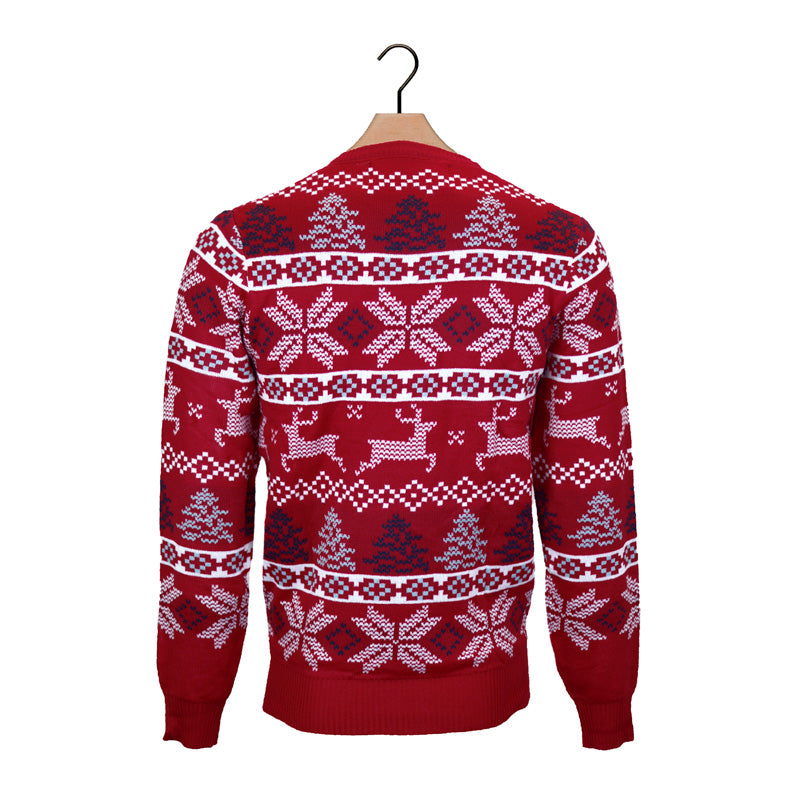 Classic Red Boys and Girls Christmas Jumper with Polar Stars Back