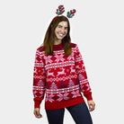 Classic Red Christmas Jumper with Polar Stars Womens