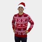 Classic Red Couple's Christmas Jumper with Polar Stars mens