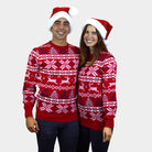 Classic Red Couple's Christmas Jumper with Polar Stars