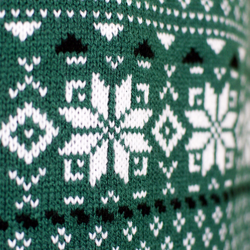 Classy Green and White Couple's Christmas Jumper detail