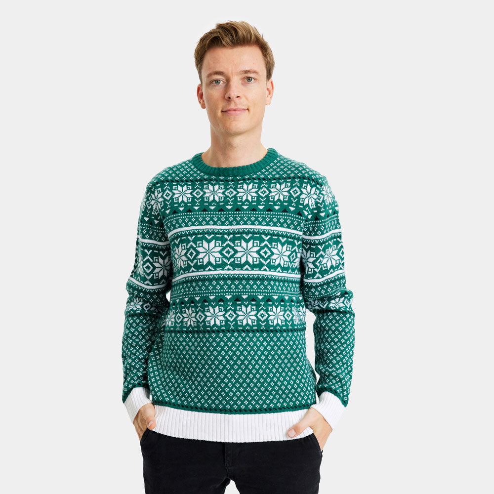 mens Classy Green and White Couple's Christmas Jumper