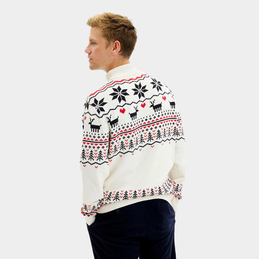 Classy Men's Turtleneck Beige Organic Cotton Christmas Jumper