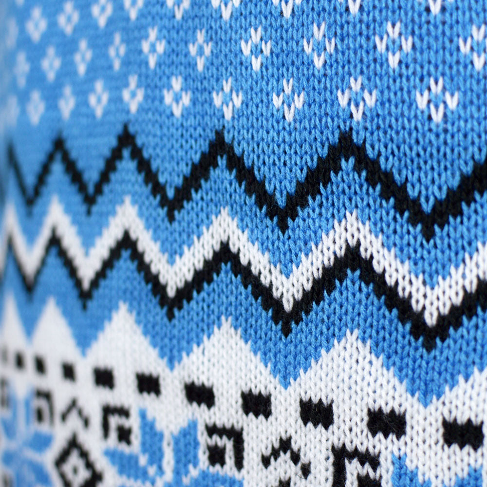 detail Classy White, Grey and Blue Men's Christmas Jumper with Reindeers