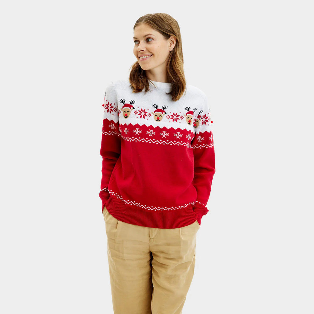 Couple Christmas Jumper Adorable Reindeer Women