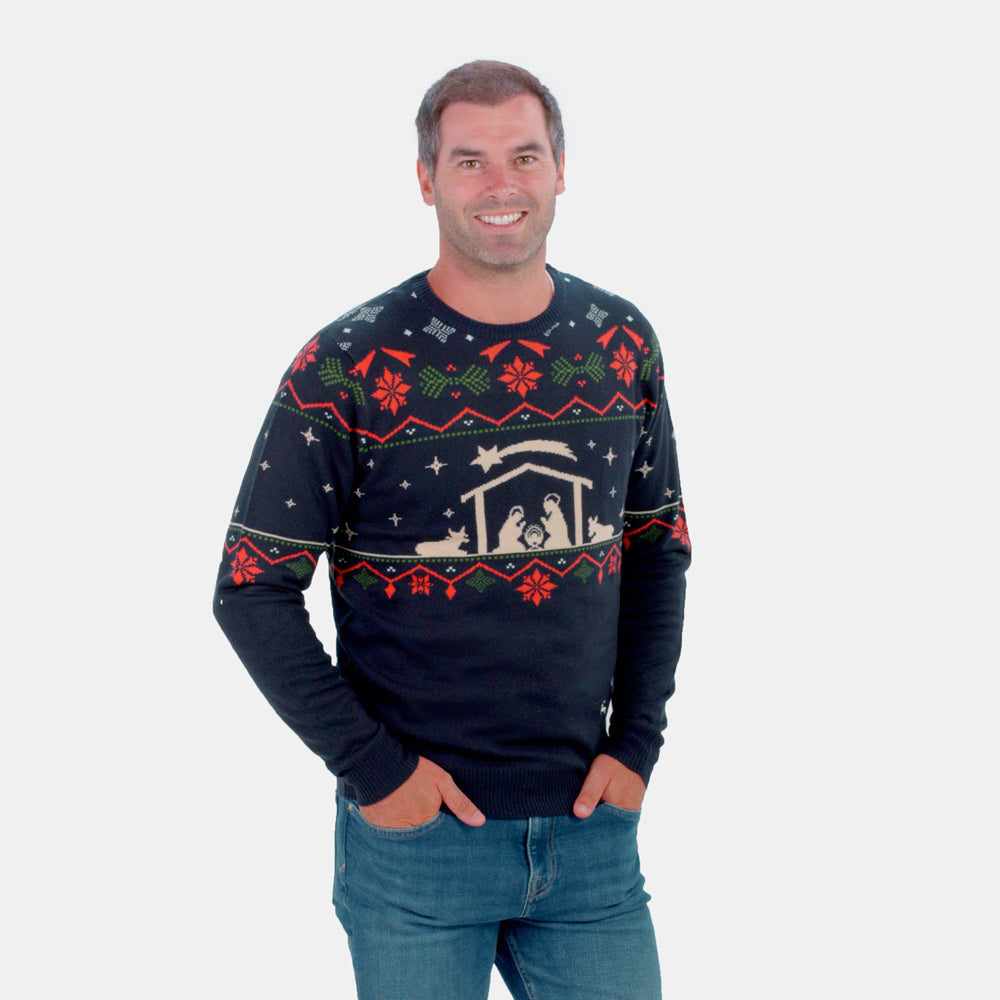 Couples Christmas Jumper Nativity Mens

