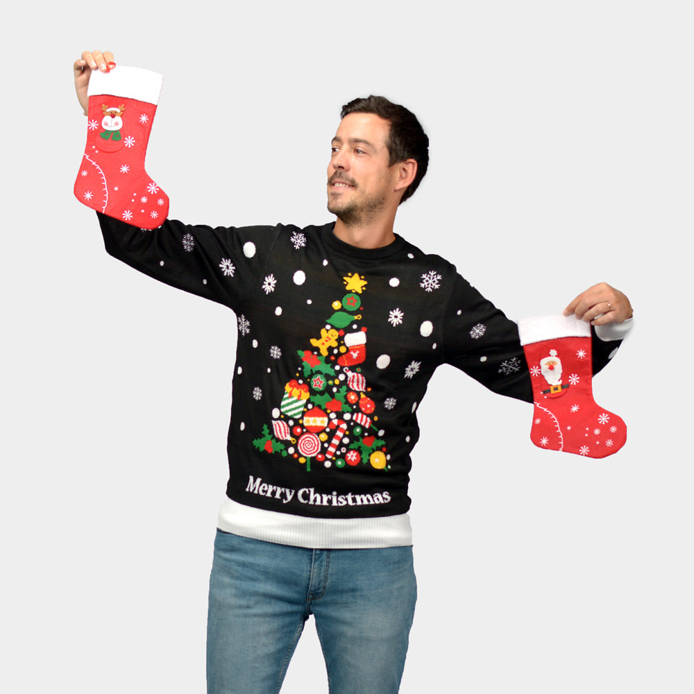 Couple's Black Christmas Jumper Merry Christmas Men