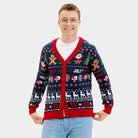 Couple's Blue and Red Cardigan Christmas Jumper Mens