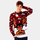 Couple's Christmas Jumper with Batman Rudolph and Superman Santa mens