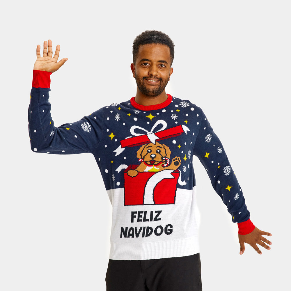 Couple's Christmas Jumper Feliz Navidog mens