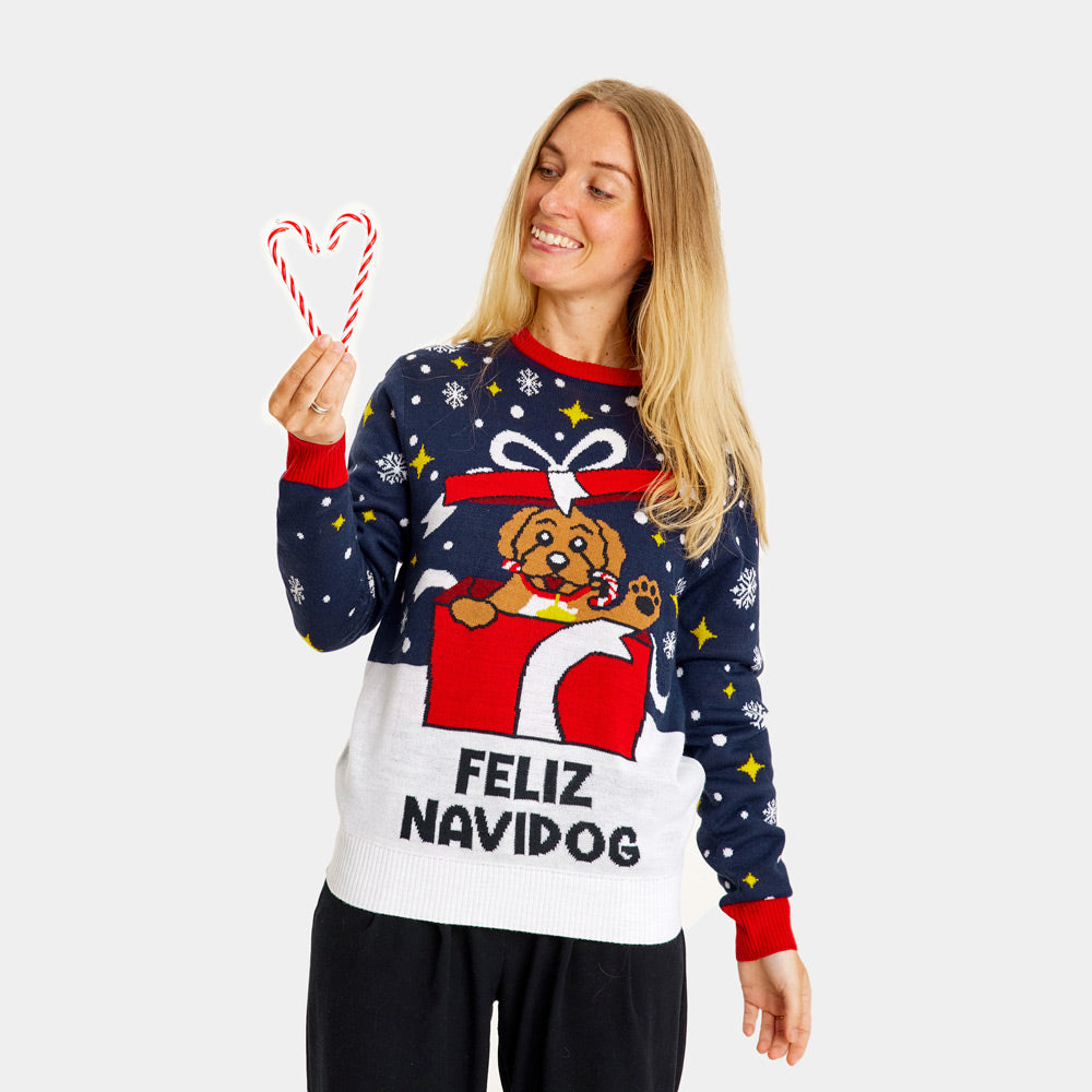 Couple's Christmas Jumper Feliz Navidog womens