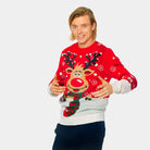 mens Couple's Christmas Jumper with Reindeer with Scarf