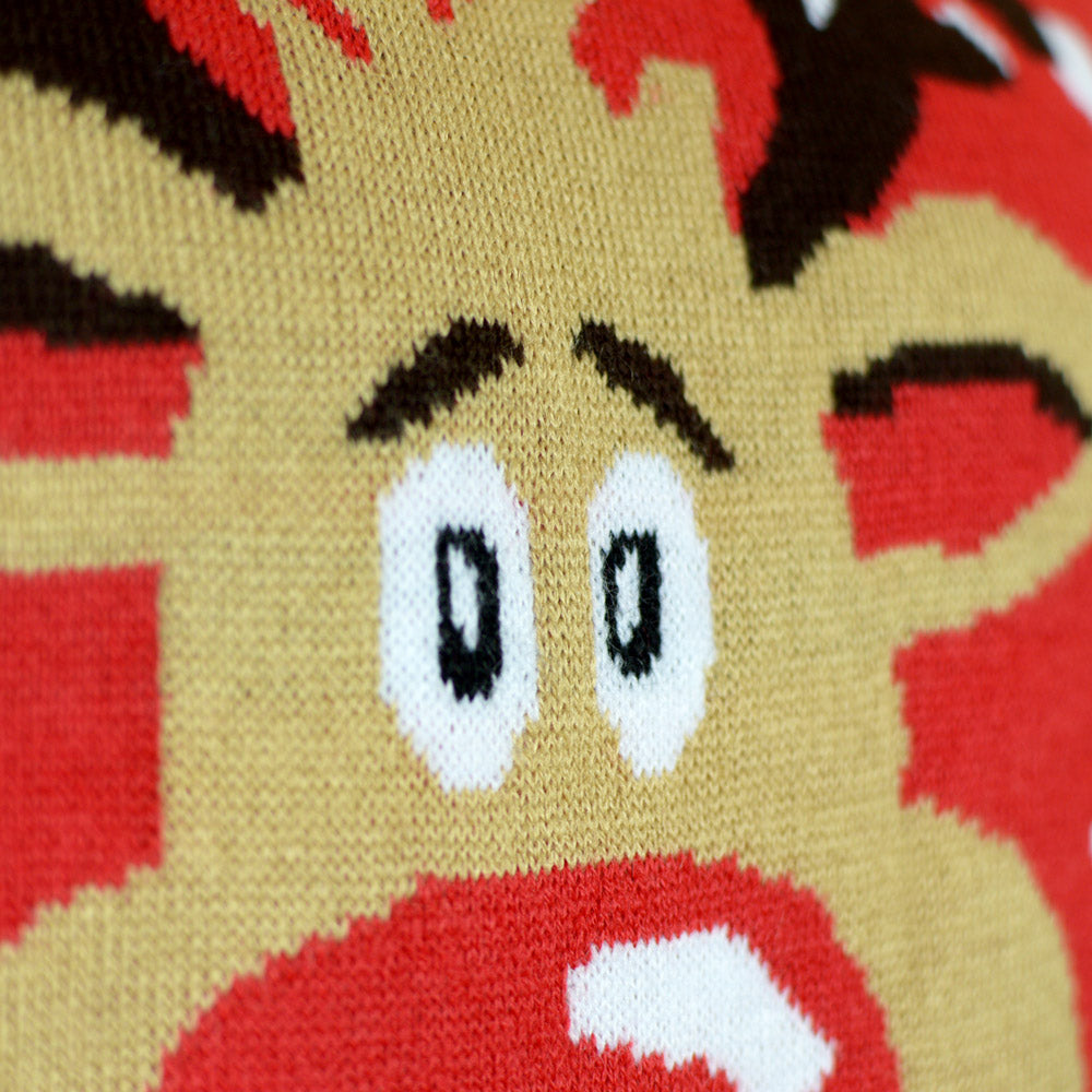 Couples Christmas Jumper Red Reindeer with Scarf
