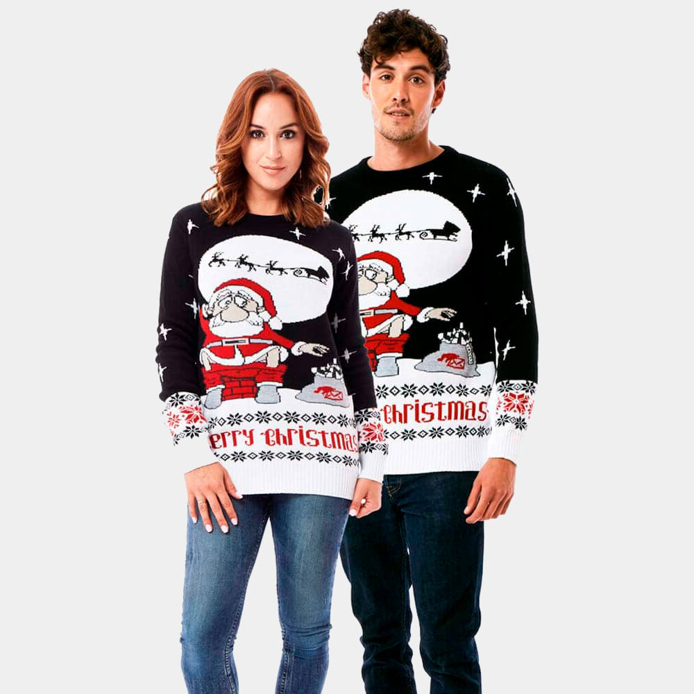 Couple's Christmas Jumper with Santa Downloading