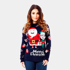 womens Couple's Christmas Jumper with Santa and Elf