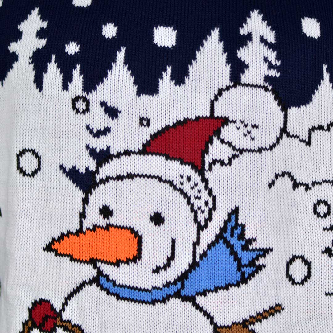 detail Couple's Christmas Jumper with Snowman on Sledge