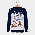 Couple's Christmas Jumper with Snowman on Sledge