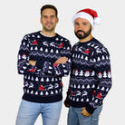 Couple's Christmas Jumper Men's with Trees, Snowmen and Santa