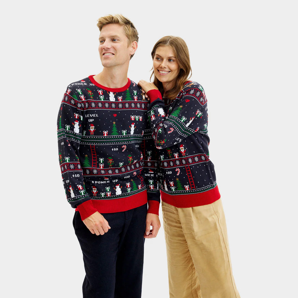 Couples Christmas Jumper Vintage Gaming
