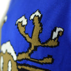 detail Blue Couple's Christmas Jumper with Smiling Reindeer