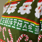 Boys and Girls Green Christmas Jumper with Santa and Gifts Detail